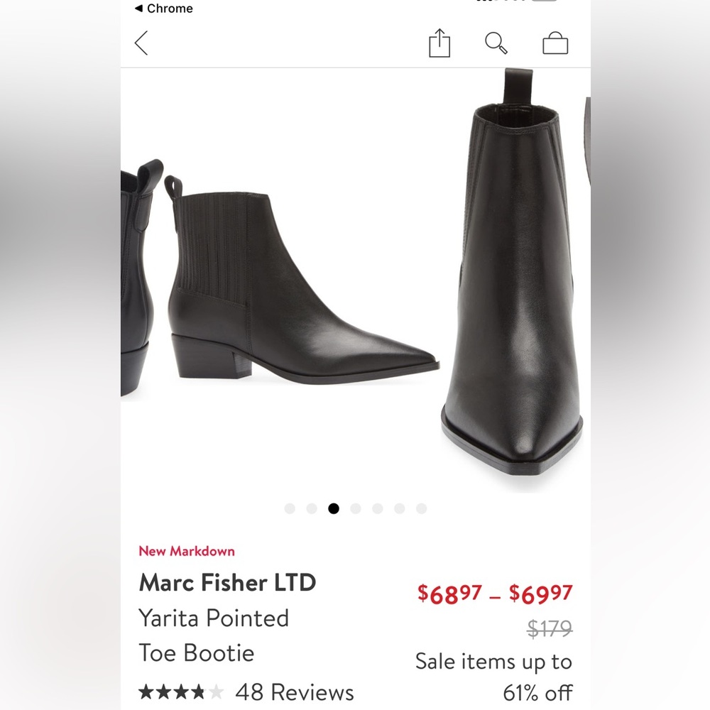 Mark Fisher/ black bootie / pointed toe blocked heel / new no tags / size 8